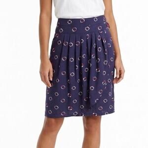 Tulle Women's Wrap Skirt Size L Navy Blue Maritime Print Patterned Knee Length